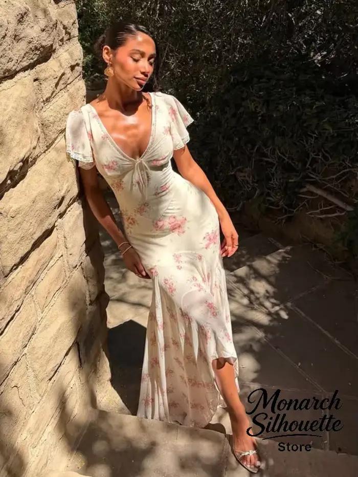 Robe longue plissée à manches volantées imprimé floral chic pour femme style urbain et occasions spéciales
