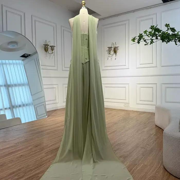 Robe de soirée élégante vert sauge