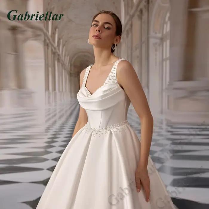 Robes de mariée Gabriellar Pearls coupe trapèze à bretelles spaghetti