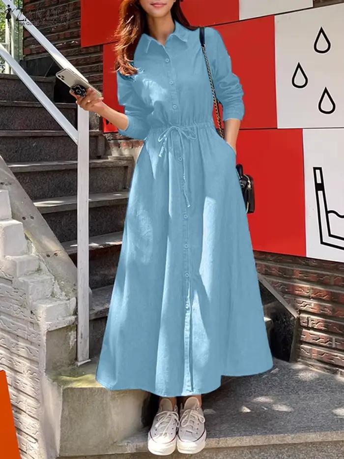 Robe d'été de travail élégante à manches longues pour femmes