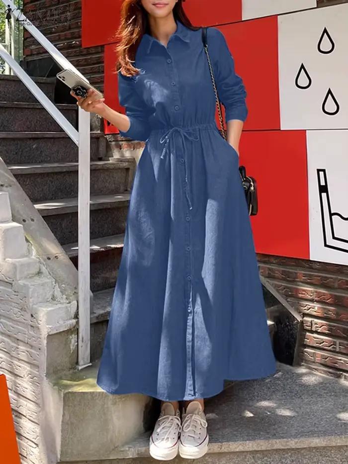 Robe d'été de travail élégante à manches longues pour femmes
