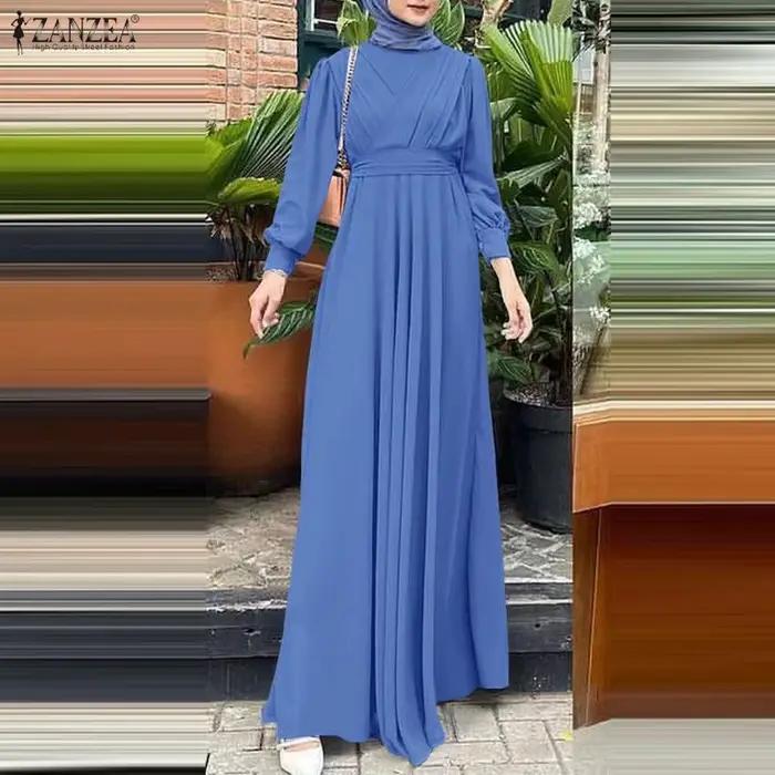 ZANZEA musulman Hijabs femmes Maxi Robes longues modeste à manches