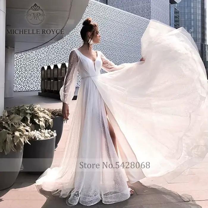Michelle Royce a-ligne col en v robe De mariée