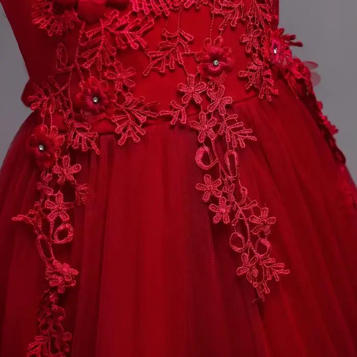 Belle longue robe de fille de fleur pour les filles élégant bordeaux rose vert blanc enfants robes de fête de mariage