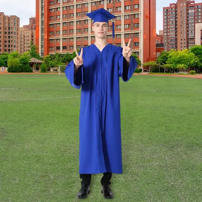 Robe de remise des diplômes batik pour femmes en polyester avec chapeau à col en V pour cérémonies de fin d'études et débuts de carrière