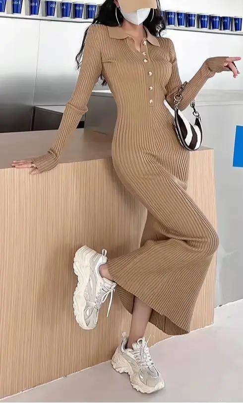 Robe tricotée pour femmes de Style impérial d'automne et d'hiver