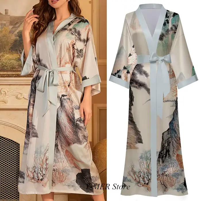 InjRayon-Robe Kimono pour Femme