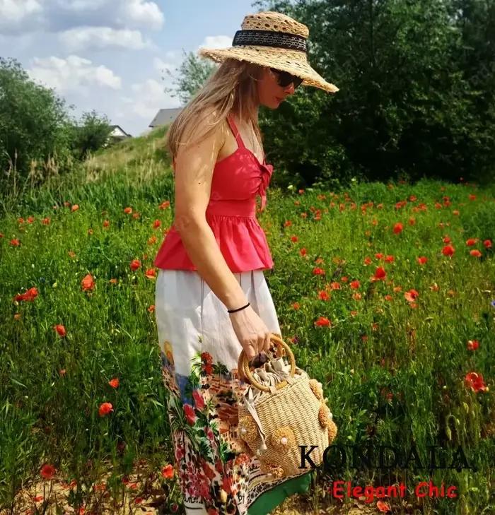 Vacances d'été imprimé jupe ensemble femmes nœud col en v haut à licou