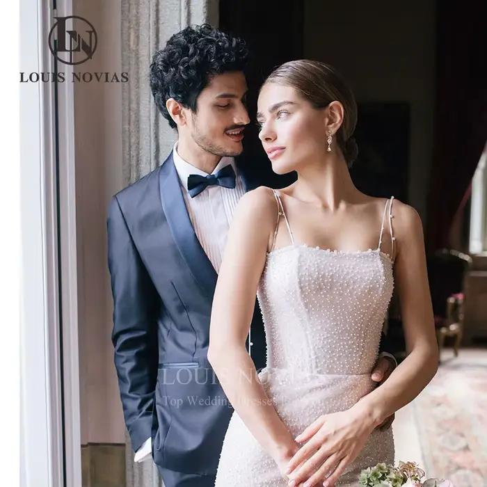 Modiis-Robes de mariée sirène avec manches bouffantes