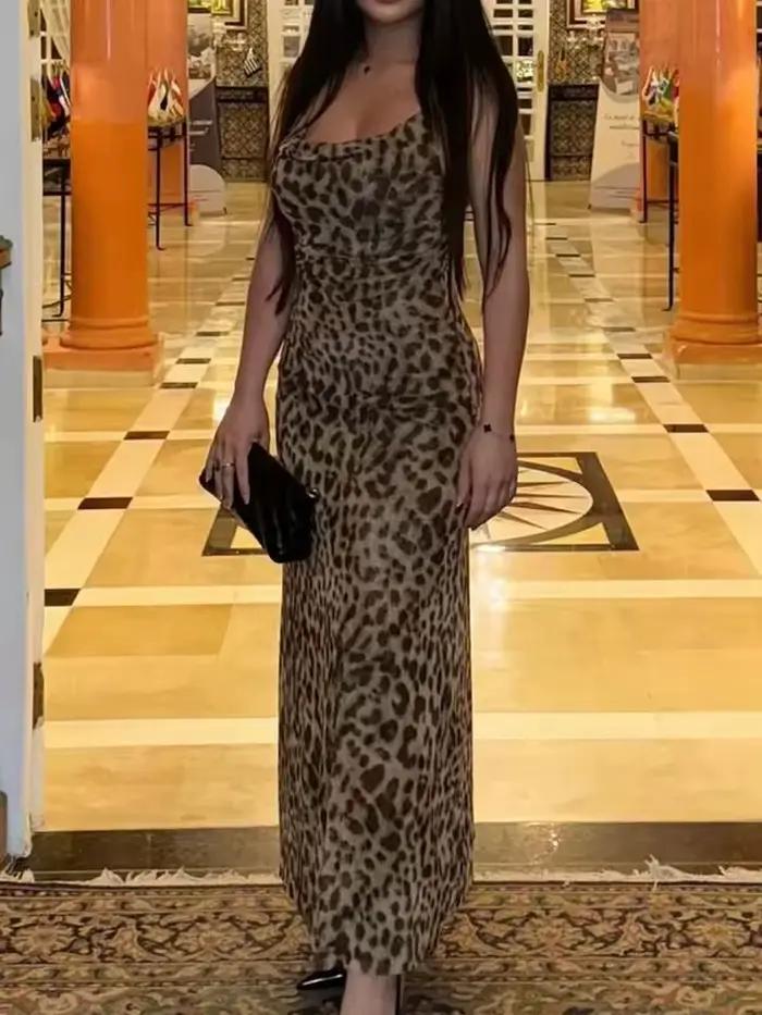 Robe longue élégante HH style léopard