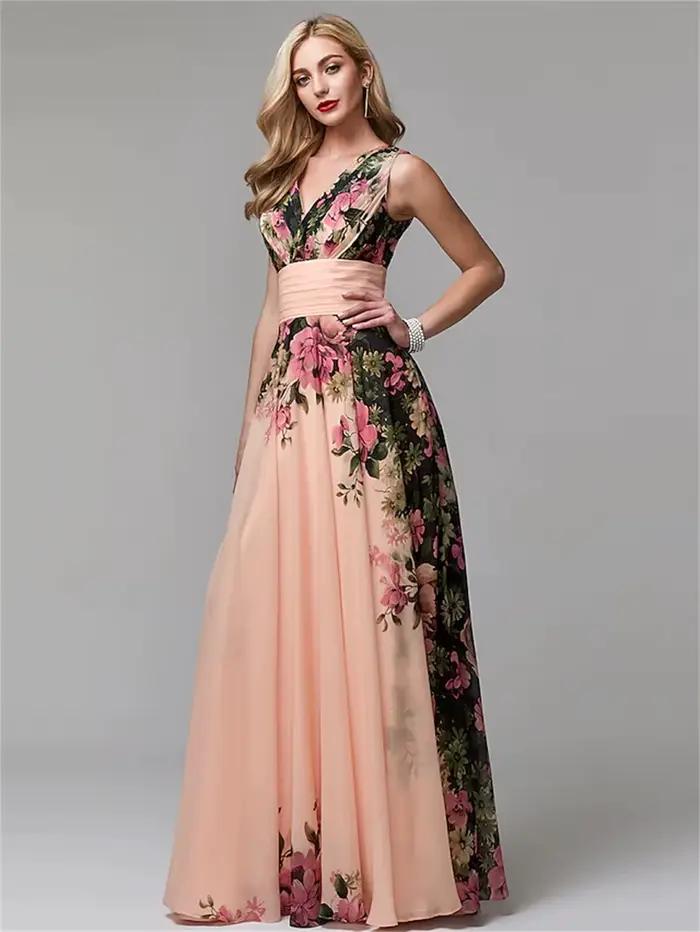Robe de Soirée Personnalisée en Mousseline de Soie pour Femme