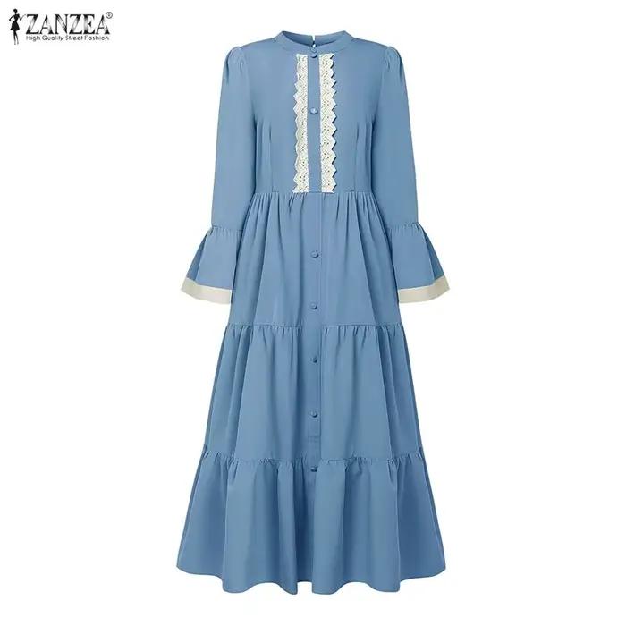 Robe longue modeste musulmane ZANZEA pour femme