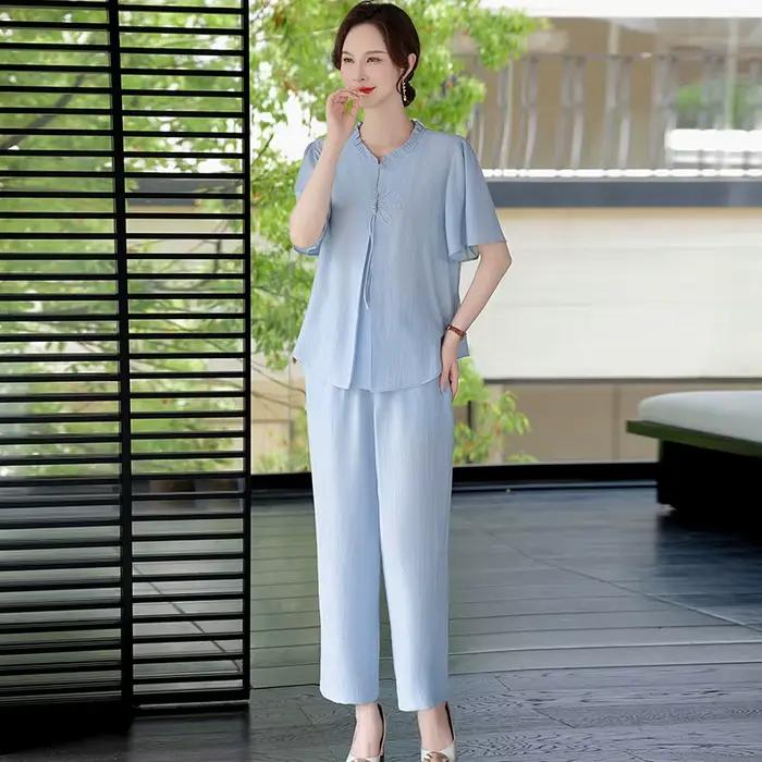 Ensemble deux pièces décontracté léger été chic pour femme occasions spéciales polyvalent confortable style unique