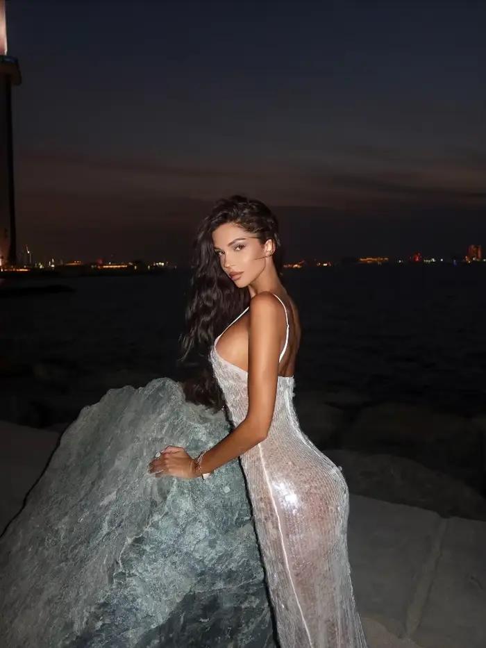 Robe transparente à paillettes pour femmes