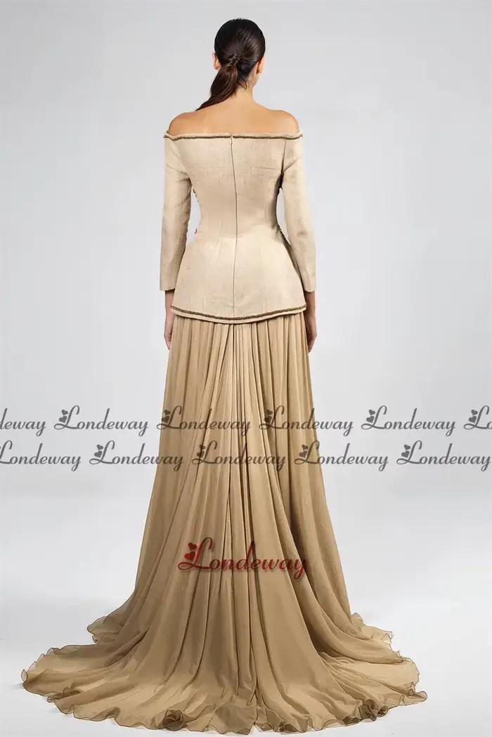 Londeway fantaisie hors De l'épaule robe De soirée pour les femmes dentelle Appliques koweït dubaï