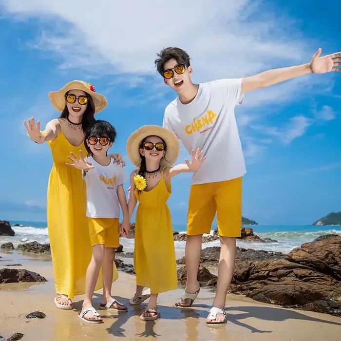 Vacances Couple Look famille vêtements maman fille Resort robes