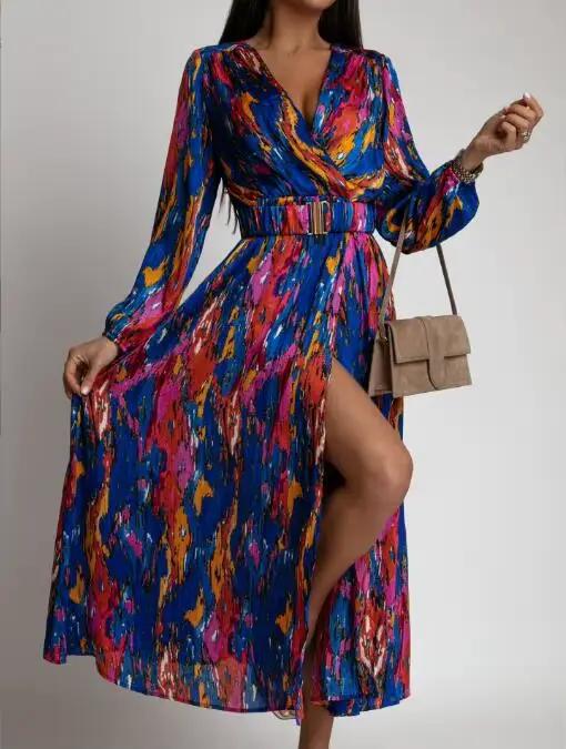 Robe Longue à Imprimé Floral Style Boho pour Femme