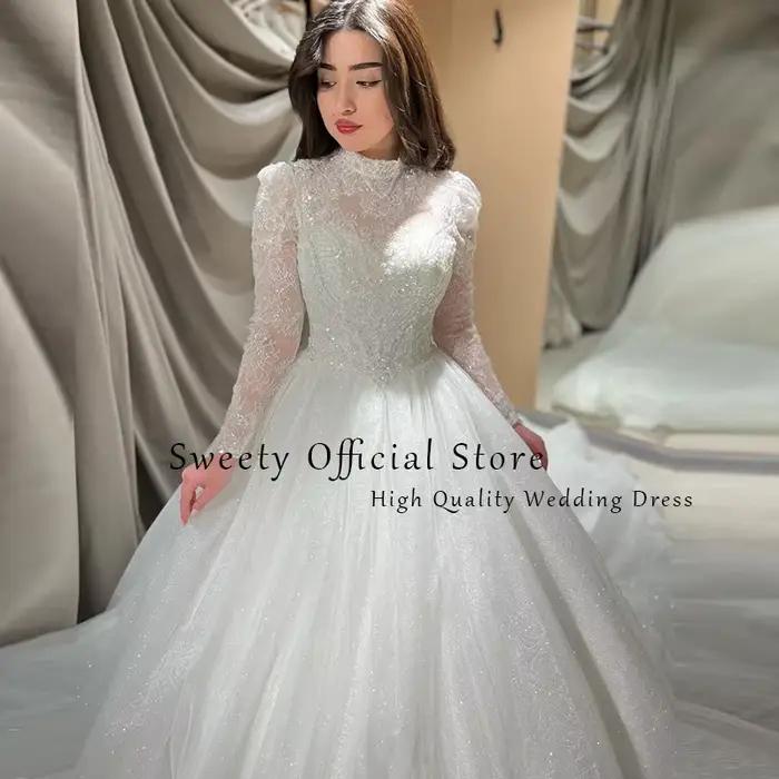 Robe de Mariée de Luxe avec Broderie de Dentelle et Paillettes