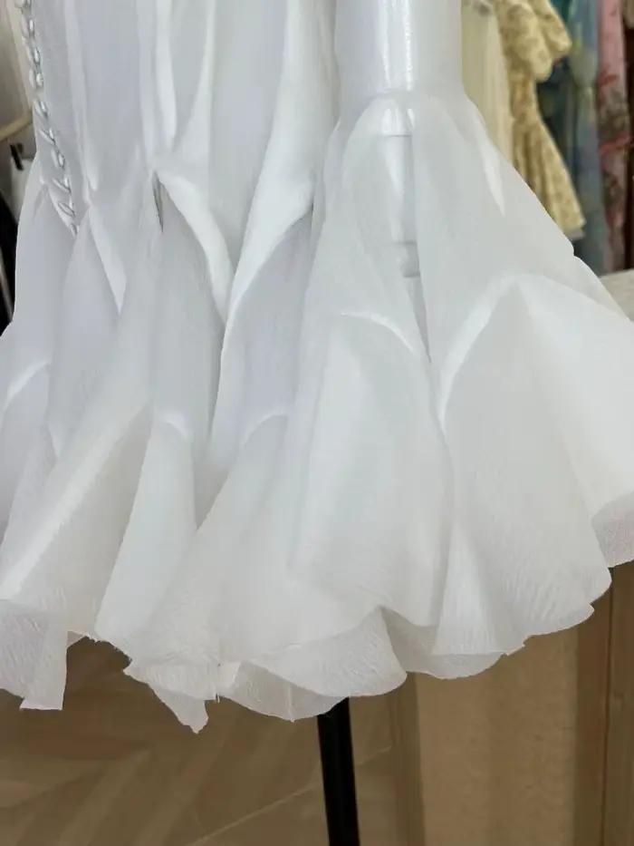 2025 nouveauté fée bulle volants concepteur robe d'anniversaire couleur unie courte décontracté soirée mode vêtements pour femmes