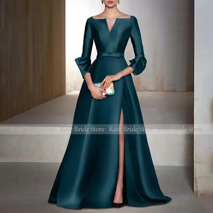 Robes formelles en Satin vert émeraude pour femmes