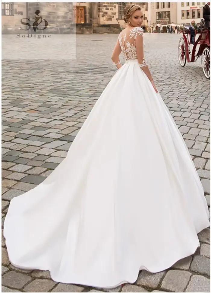SoDigne-Robe de mariée à manches longues pour femmes