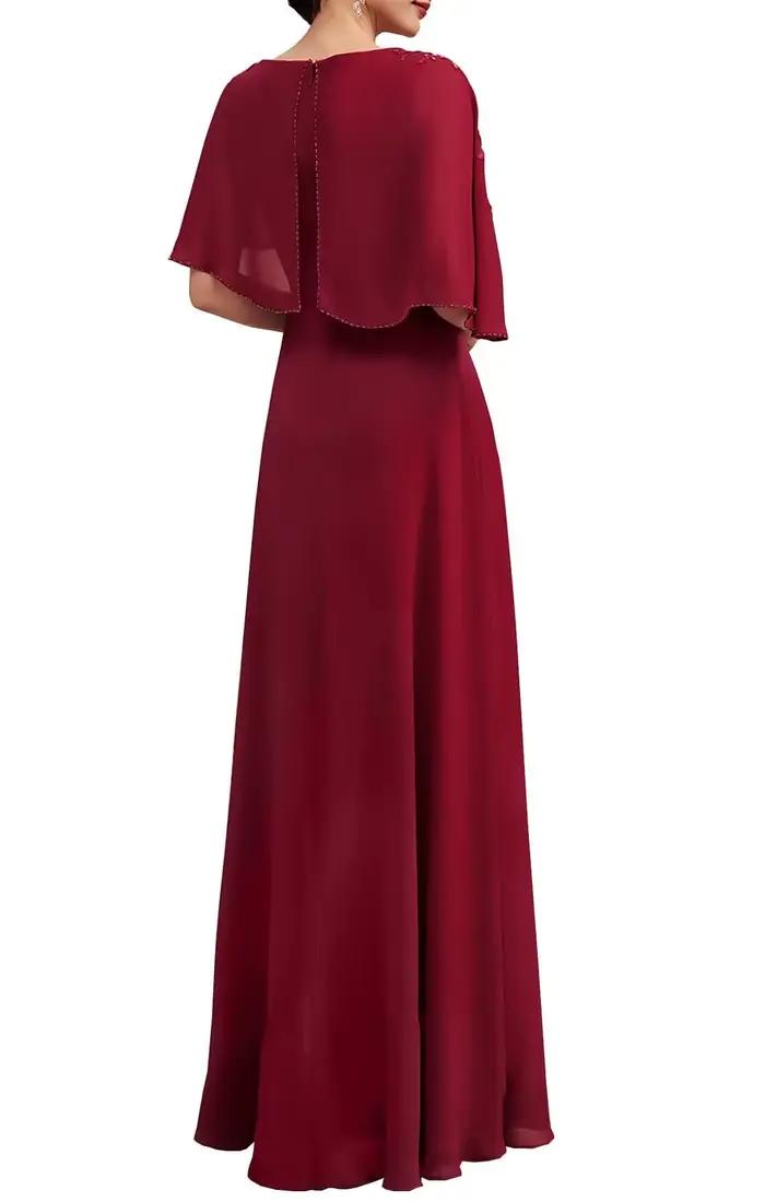 Robe de mère de la mariée élégante longue en mousseline avec soutien-gorge intégré pour occasions spéciales et cérémonies de mariage