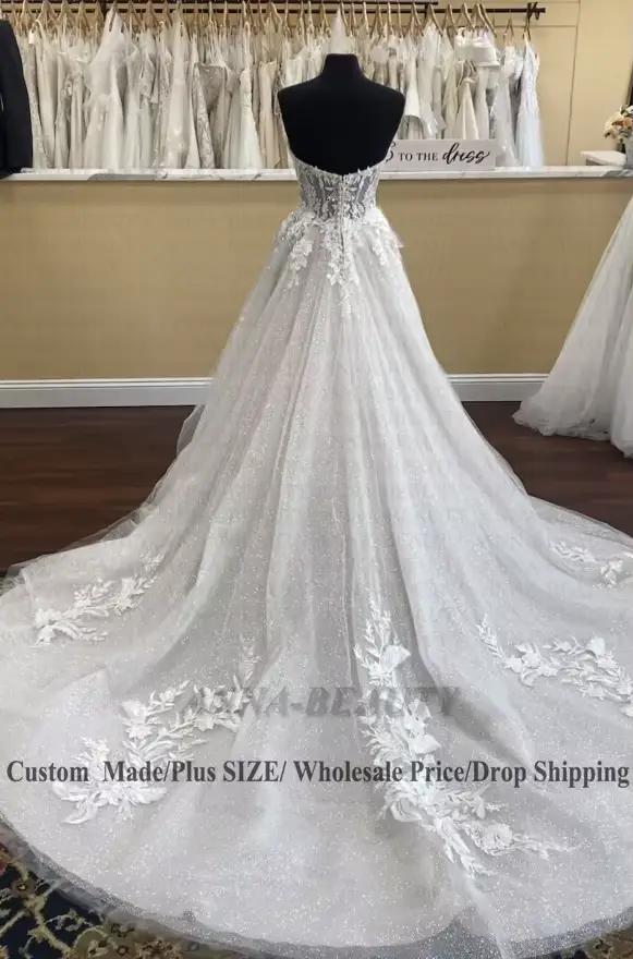 Anna attrayant chérie robe De mariée plissée a-ligne sans manches balayage Train dentelle Appliques Vestido De Casamento personnalisé