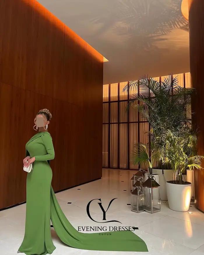 CUYUN – robe de soirée modeste vert sauge