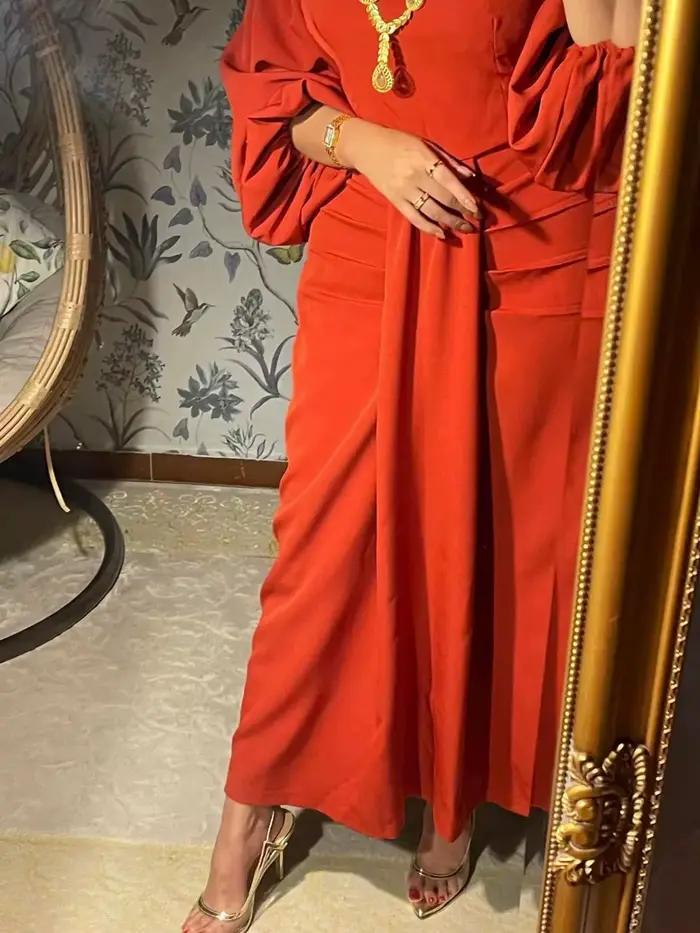 Robe de soirée Orange modeste du moyen-orient
