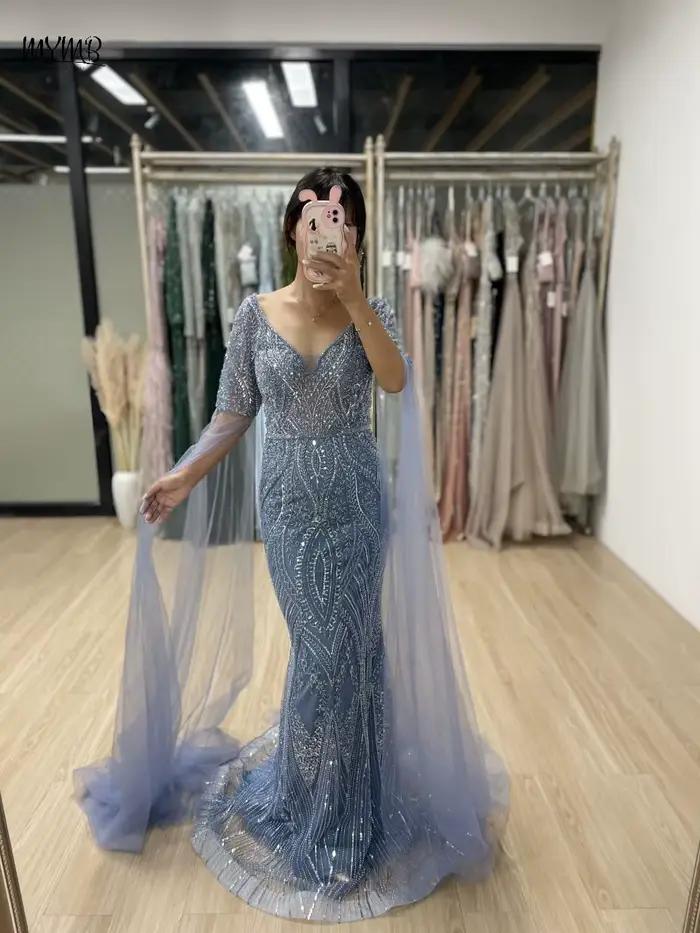 MYMB – robe de soirée sirène bleue pour femmes