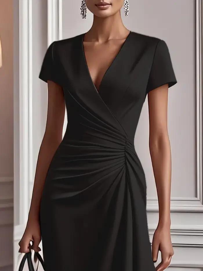 Robe mi-longue à manches courtes pour femmes
