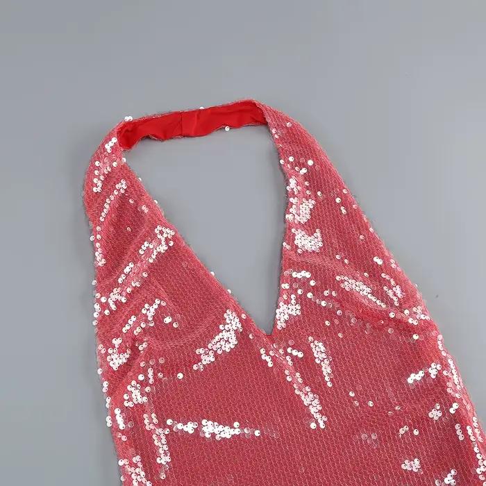 Robe de bal sexy à paillettes roses