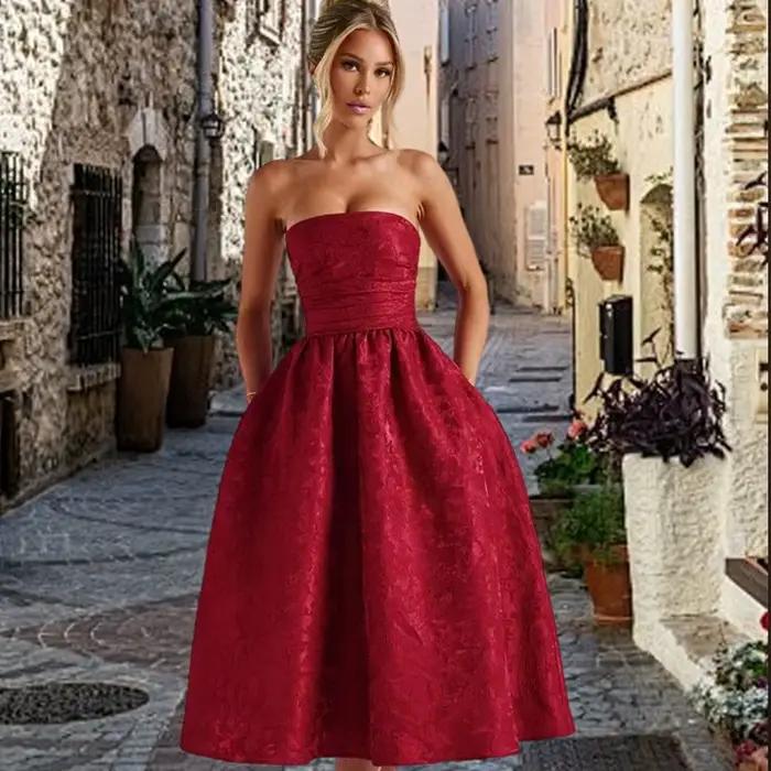 Giyu Sexy Club de mariage robes de soirée femmes 2025 été Jacquard Robe longue élégante à lacets épaules nues