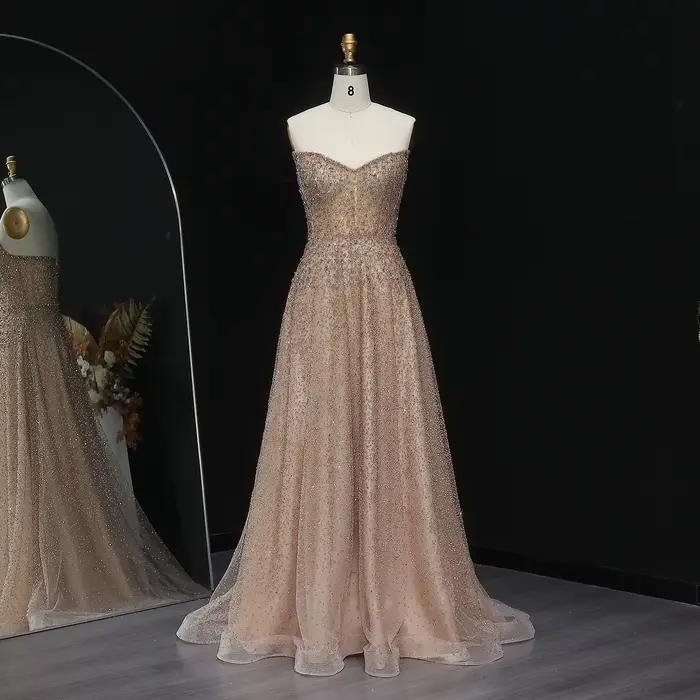 Robe de soirée de luxe Sharon Said Bling A Line en cristal pour femme