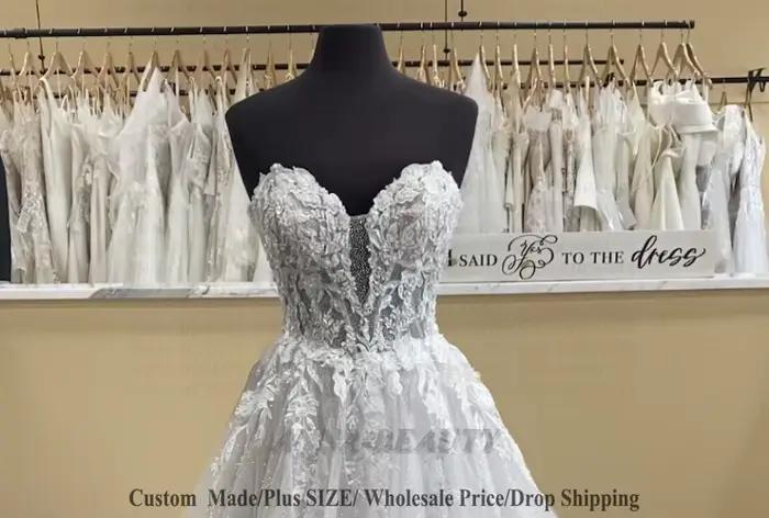 Anna attrayant chérie robe De mariée plissée a-ligne sans manches balayage Train dentelle Appliques Vestido De Casamento personnalisé