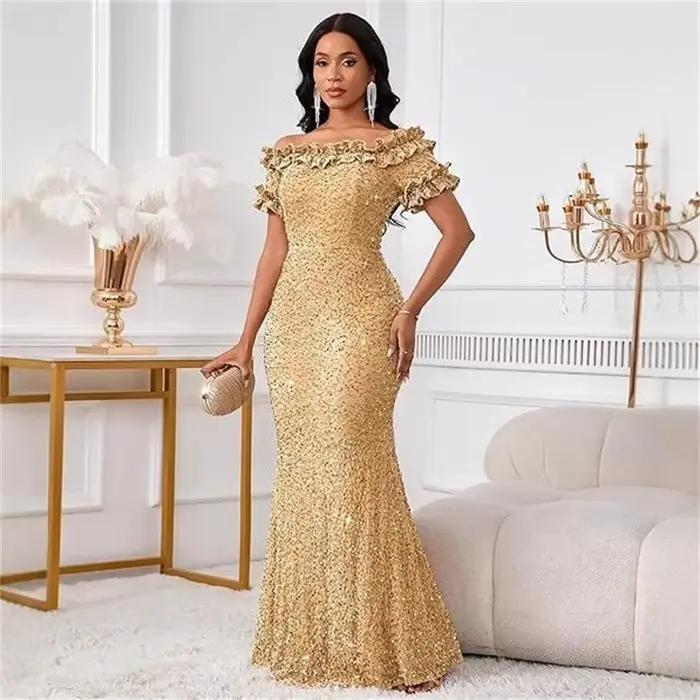 Robe de soirée élégante à épaules dénudées