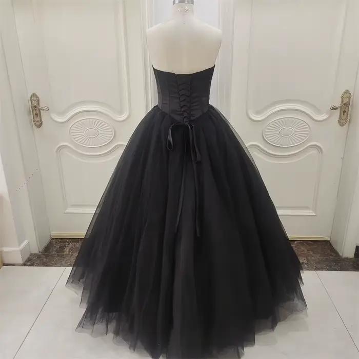 ZJHau23-Robe de Mariée Noire Gothique Personnalisée