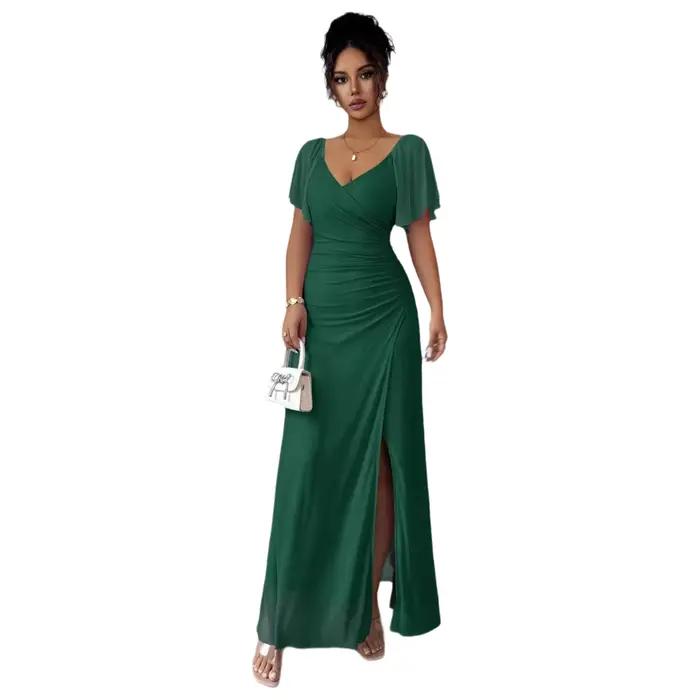 Robe de soirée élégante pour femme à col en V