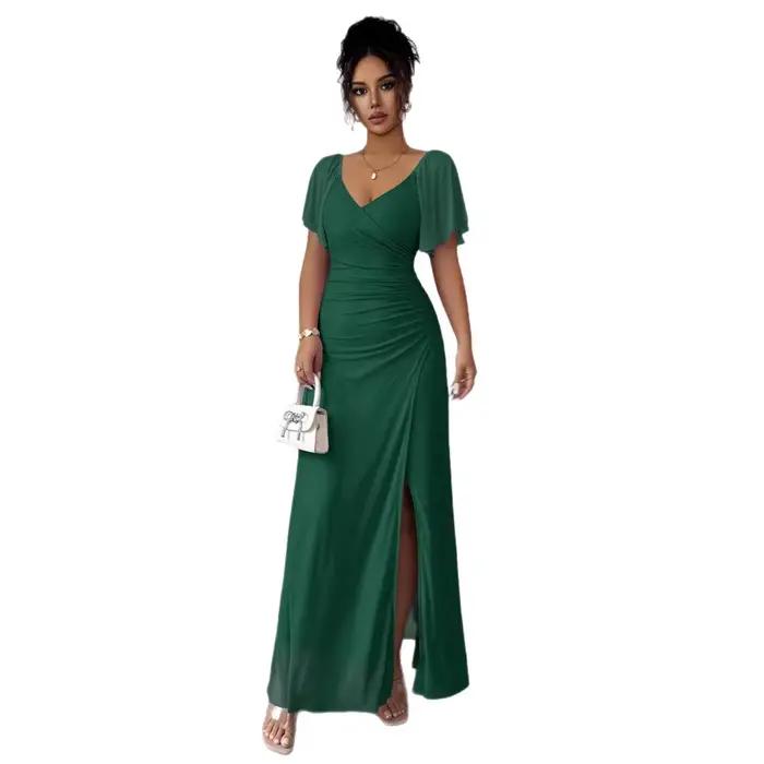 Robe de soirée élégante pour femme à col en V