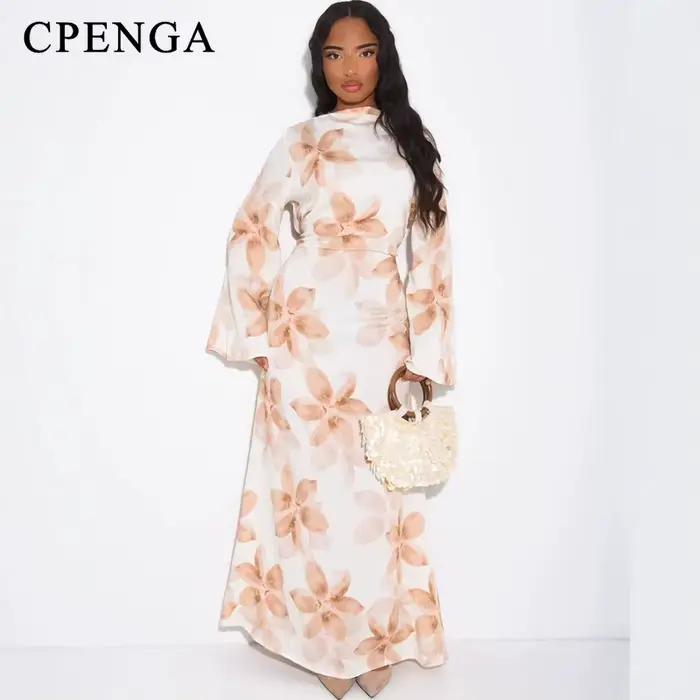 Abaya à manches longues à imprimé floral d'été de Dubaï pour femmes musulmanes