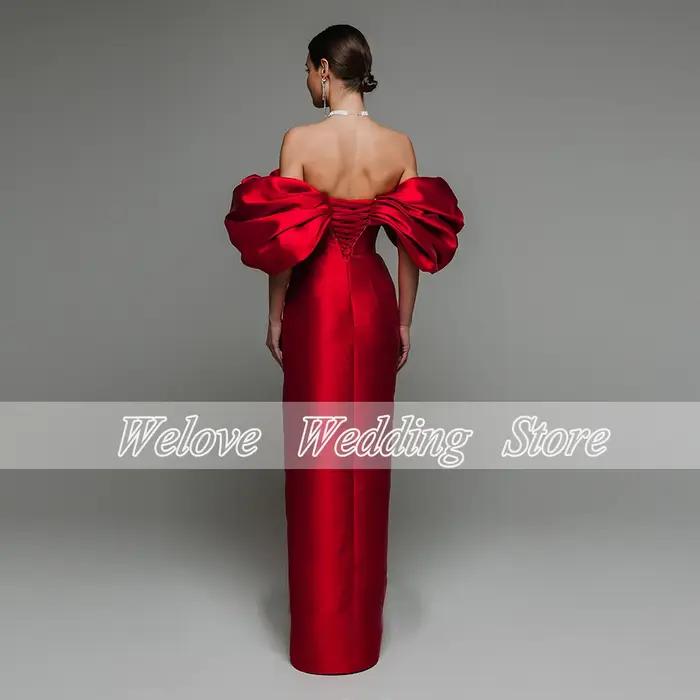 Robe de soirée rouge élégante pour mariée sans manches longueur au sol occassions spéciales bal mariage soirée festive