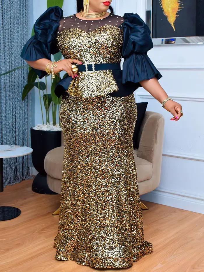 Robes de sirène de luxe à paillettes pour femmes