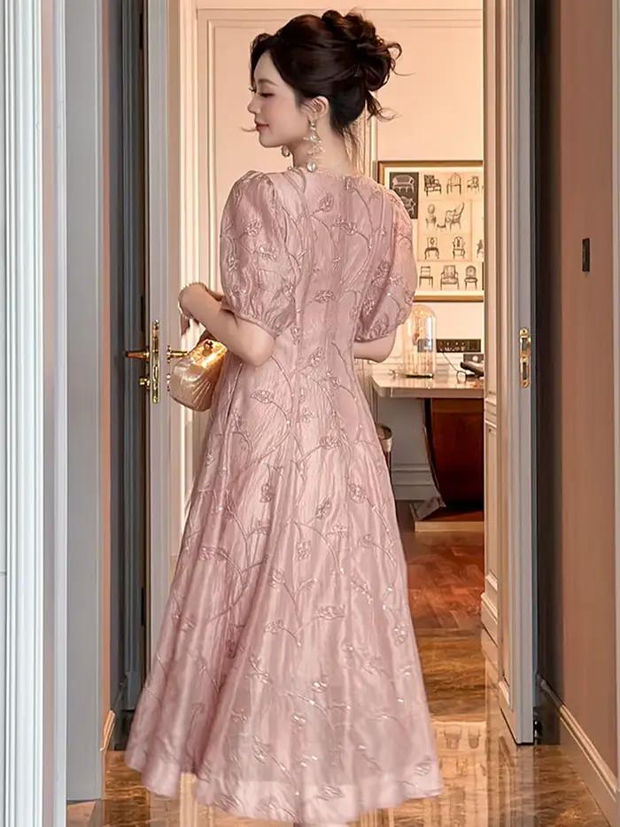 Femmes mode robes de bal Femme diamants décolleté robe évasée dame élégante fête formelle soirée