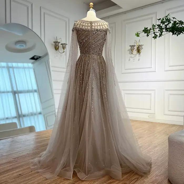 Robe de soirée de luxe caramel avec Cape