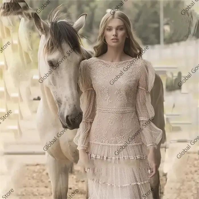 Robe de soirée en tulle à col rond pour femmes