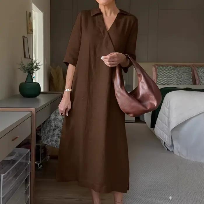 Robe longue à manches courtes pour femmes