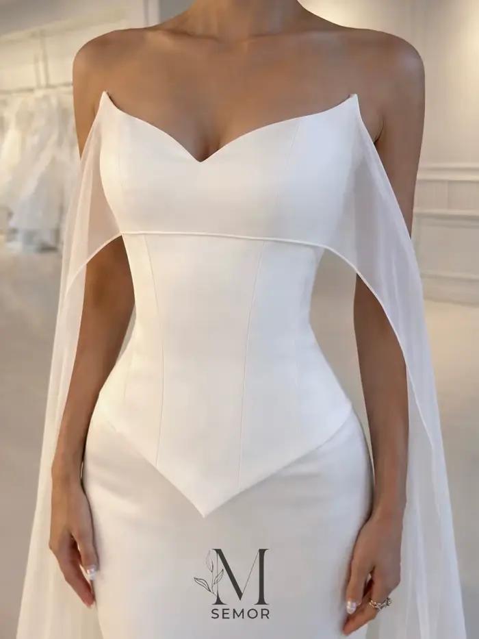 Robe de mariée en mousseline de soie simple et personnalisée Semor avec traîne Watteau