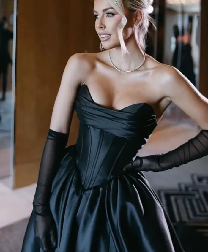 Gentilité et élégante chérie fente latérale robes de soirée Corset haut robe de bal