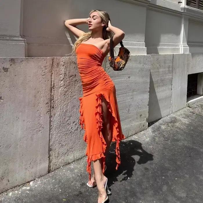 Robe d'Été Classique à Volants pour Femme
