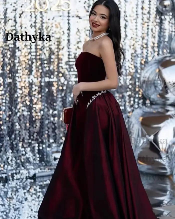 Dathyka robes De soirée à la mode pour les femmes bretelles perles sans manches